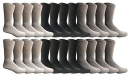 24 Wholesale Yacht & Smith Men's Sports Crew Socks, Assorted Colors Size 10-13
