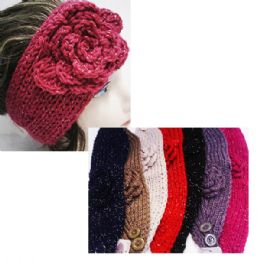 24 of Women's Assorted Color Headbands With Sparkle And Flower Design