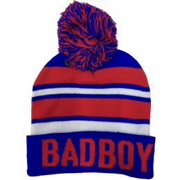 24 Pieces "bad Boy" Printed Hats In Assorted Colors - Winter Beanie Hats