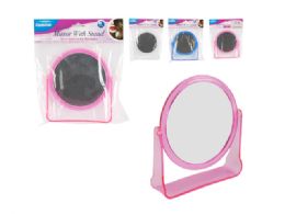 48 Pieces Mirror With Stand Round 3 Assorted Color - Bathroom Accessories