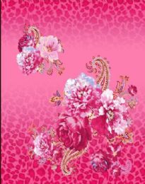4 Pieces Pink Floral Millennium Queen One Ply Blanket - Fleece & Sherpa Blankets