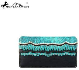 4 Pieces West Tooled Collection Secretary Style Wallet tq - Wallets & Handbags