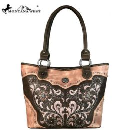 2 Pieces Montana West Concho Collection Tote Coffee - Handbags