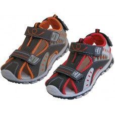 24 of Boy's Pu. Leather Upper Multi Color Velcro Sandals