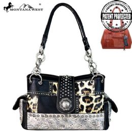 2 Pieces Montana West Safari Concho Collection Concealed Carry Satchel - Handbags