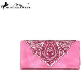 4 Pieces Montana West Embroidered Collection Wallet Pink - Wallets & Handbags