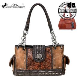2 Pieces Montana West Concho Collection Concealed Carry Satchel - Handbags