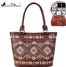 2 Wholesale Montana West Aztec Collection Concealed Carry Tote Coffee
