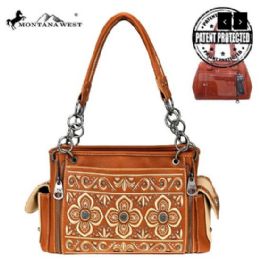 2 Pieces Montana West Embroidered Collection Concealed Carry Satchel - Handbags
