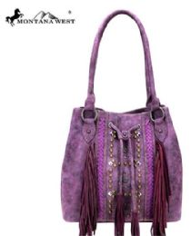 2 Wholesale Montana West Fringe Collection Drawstring Tote Purple