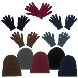 96 Pairs Unisex Winter Beanie, Gloves In 5 Assorted Colors - Winter Sets Scarves , Hats & Gloves