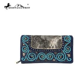 4 Pieces Montana West Tooled Collection Secretary Style Wallet - Wallets & Handbags