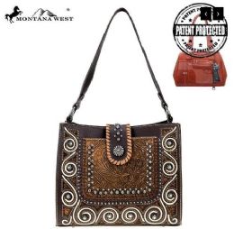 2 Wholesale Montana West Tooled Collection Concealed Carry Hobo In Coffee