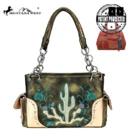 2 Pieces Montana West Embroidered Collection Concealed Carry Satchel - Handbags