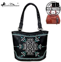 2 Wholesale Montana West Aztec Collection Concealed Carry Tote Bag Black