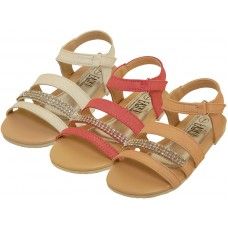 24 Wholesale Girl's Rhinestone Sandals