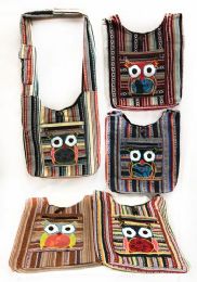 10 Wholesale Multicolor Patch Work Big Eyed Owl Hobo Bag