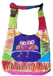 10 Wholesale Twin Owl Tie Dye Razor Cut Handmade Hobo Bags