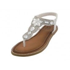 18 Wholesale Women's Rhinestone Upper Sandals (silver Color )