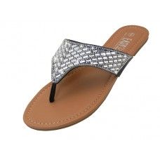 18 Wholesale Women's Rhinestone Upper Sandals Black Color Only