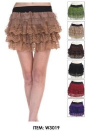 24 Wholesale Tiered Lace Mini Skirts Assorted