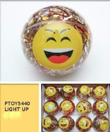 96 Wholesale Emoji Face Light Up Bouncy Ball