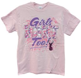 12 Units of Girls Hunt Too Pink T Shirts Assorted - Girls Tank Tops and Tee Shirts