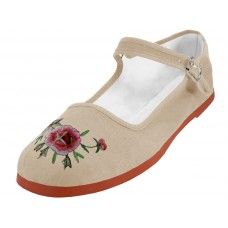 15 of Women's Classic Embroidered Cotton Upper Mary Janes Shoe
