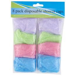 72 Wholesale Shower Cap 8pk Disposable 4 Colors