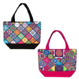 24 Wholesale Insulated Lunch Bag In 2 Assorted Kaleidoscope Prints