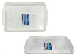 48 Pieces Rectangle Clear Plastic Trays Heavy Duty Plastic Serving Tray - Serving Trays