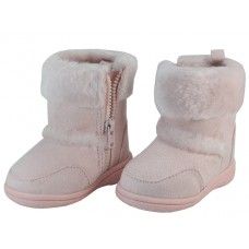 24 Wholesale Youth's Winter Boots With Faux Fur Lining And Side Zipper
