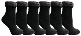 6 Wholesale Yacht&smith Ruffle Slouch Socks For Women, Unique Frilly Cuff Fashion Trendy Ankle Socks (6 Pair Black Glitter Cuff)