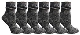 Yacht&smith Ruffle Slouch Socks For Women, Unique Frilly Cuff Fashion Trendy Ankle Socks (6 Pair Navy Combo)