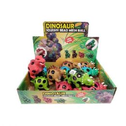 24 Wholesale Squishy Dinosaur With Rainbow Beads
