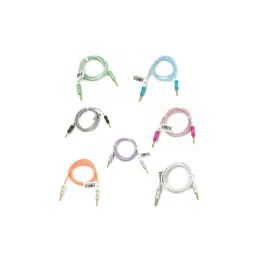 48 Wholesale Wholesale 3ft Long Round Auxiliary Cable In 7 Assorted Colors