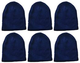 6 Pieces Yacht & Smith Kids Winter Beanie Hat Assorted Colors Bulk Pack Warm Acrylic Cap (6 Pack Royal Blue) - Winter Hats