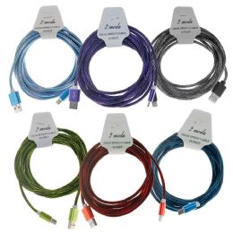 24 Wholesale Wholesale 10ft High Speed Charging Cable Cord For Android In 6 Assorted Colors