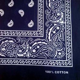24 of Navy Blue Paisley Bandana 22x22 Inch Cotton