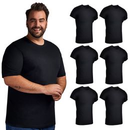6 Wholesale Mens Cotton Crew Neck Short Sleeve T-Shirts Black, 3X-Large