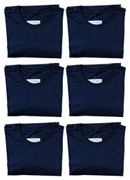 6 Wholesale Mens Cotton Crew Neck Short Sleeve T-Shirts Navy, Large