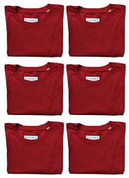 6 Pieces Men's Cotton Short Sleeve T-Shirt Size Small, Red - Mens T-Shirts