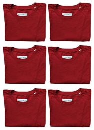 6 Wholesale Mens Cotton Crew Neck Short Sleeve T-Shirts Red, X-Large