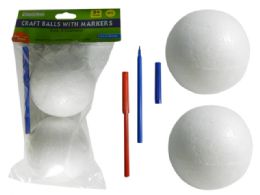 96 Wholesale 2 Piece Craft Balls With Markers
