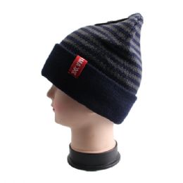 36 Wholesale Winter Beanie Hat With Faux Fur Lining Mix Colors Unisex, Packed Assorted Colors Only