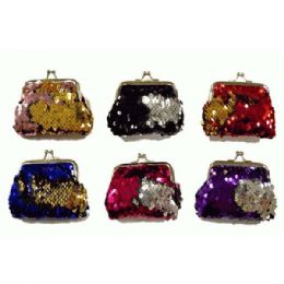 48 Wholesale Reversible Sequins Snap On Coin Purse