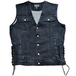 5 of Black Denim Motorcycle Vest