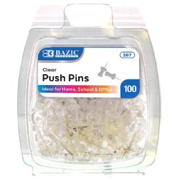 24 Wholesale Clear Transparent Push Pins (100/pack)