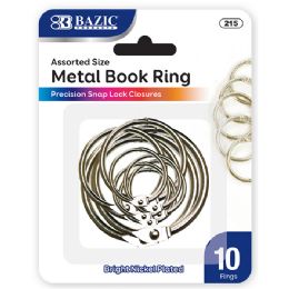 144 Wholesale Assorted Size Metal Book Rings (10/pack)