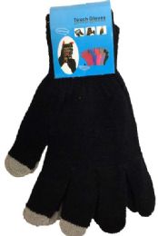 12 Wholesale Texting Gloves Lady's Size Black Color
